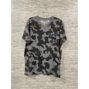 Helix Mens XXL Gray Camouflage V-Neck T-Shirt With Zipper Pocket